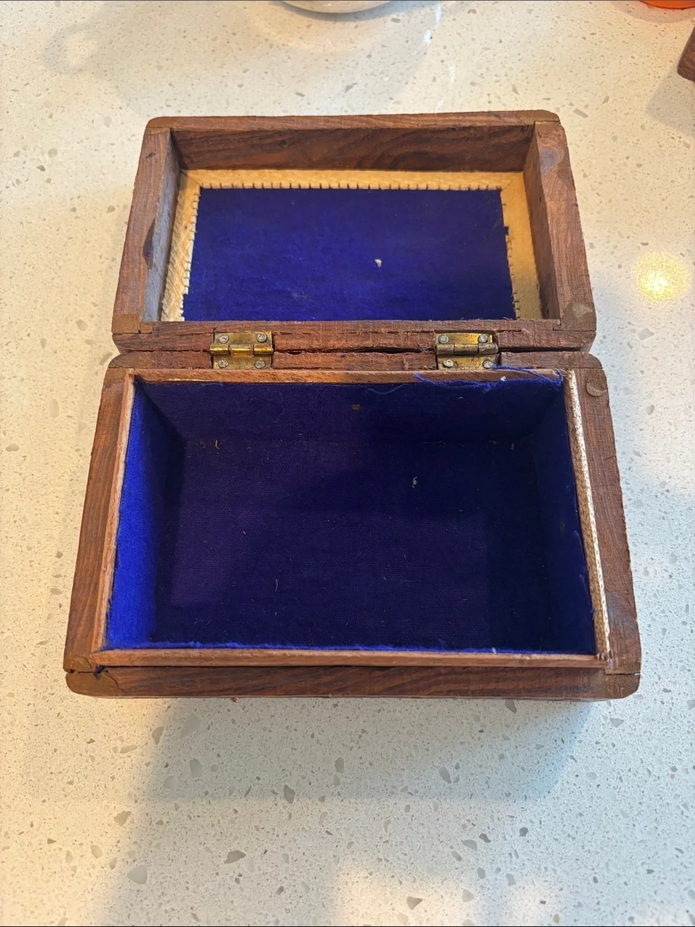 Wooden Jewelry Box with Royal Blue Lining